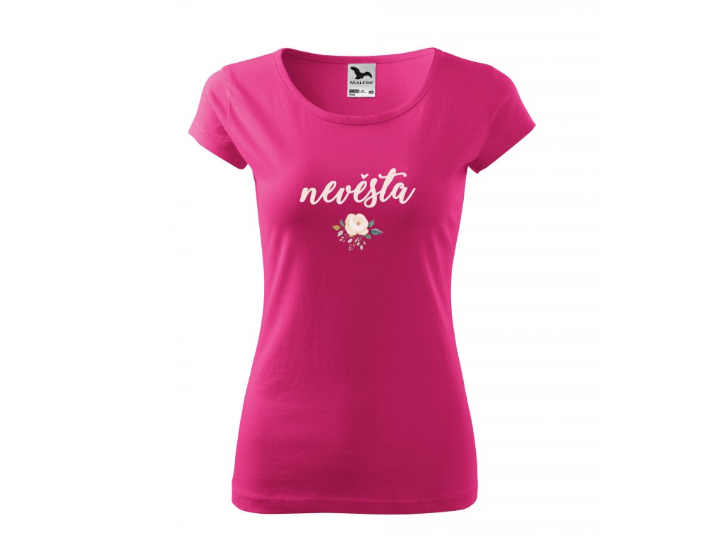 Dámské tričko Nevěsta s růží - růžová