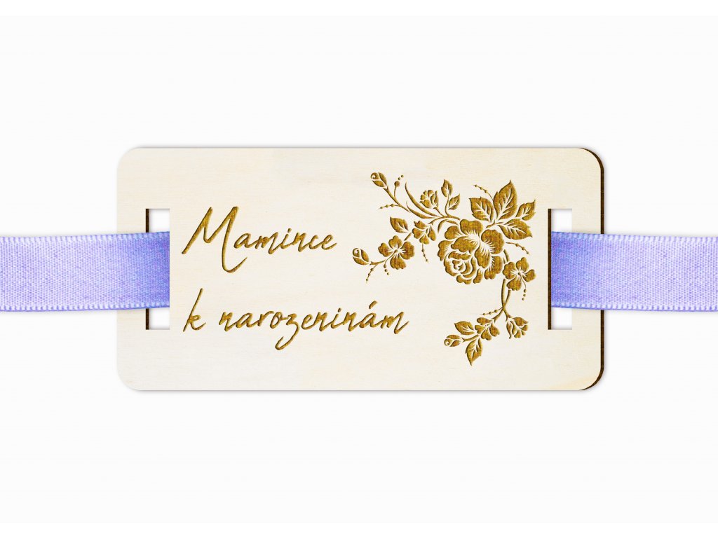 Dřevěná cedulka na dárek s květinovým motivem
