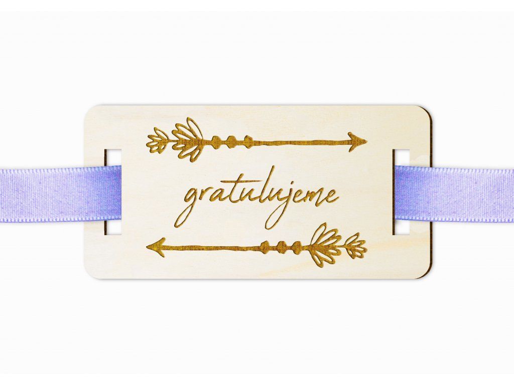 Dřevěná cedulka na dárek se šipkami