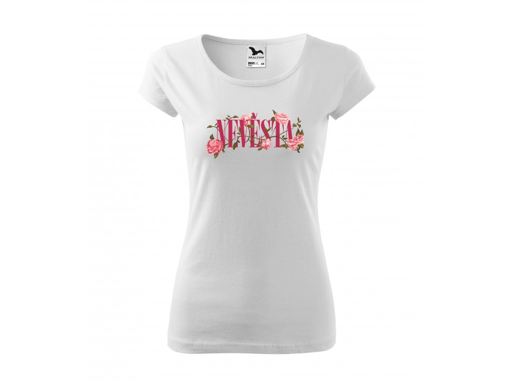Dámské tričko Nevěsta s květinami - bílá